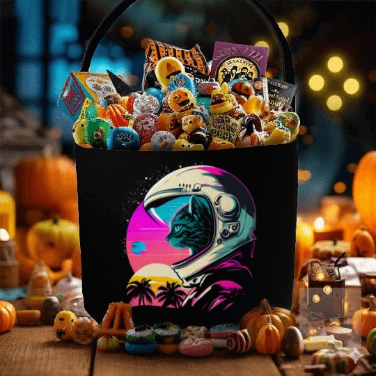 Aesthetic Vaporwave Space Cat 80s 90s Astronaut Fabric Baskets