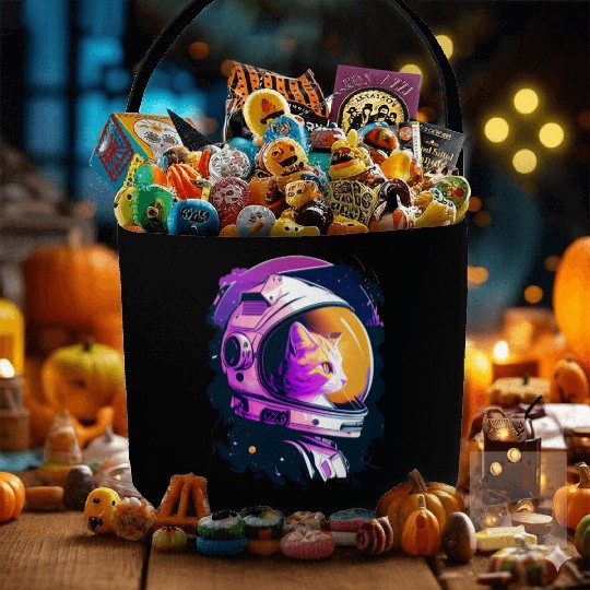 Aesthetic Vaporwave Space Cat 80s 90s Astronaut Fabric Baskets