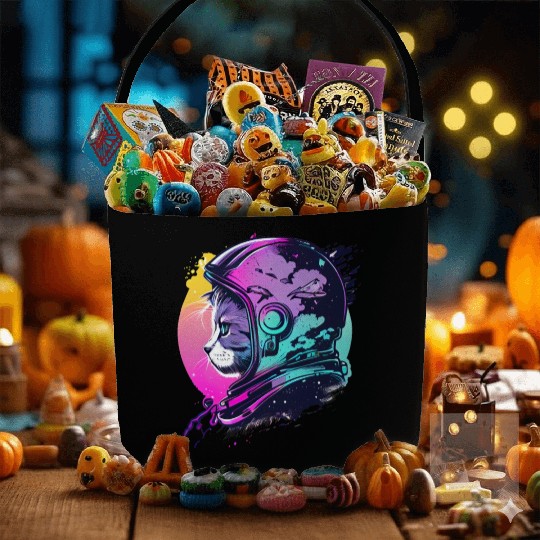 Aesthetic Vaporwave Space Cat 80s 90s Astronaut Fabric Baskets