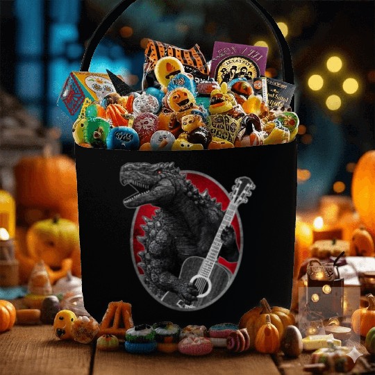 Kaiju playing guitar Fabric Baskets