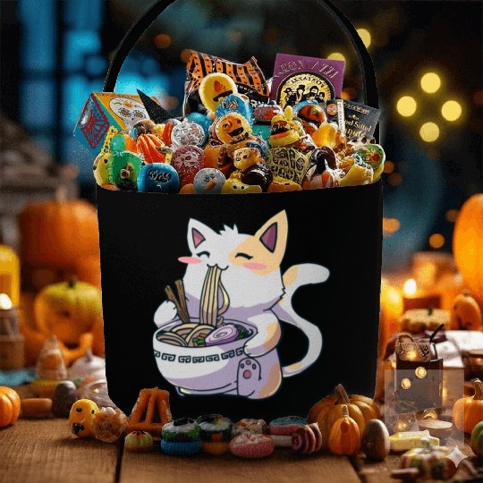 Ramen Cat Kawaii Anime Japanese Kawaii Neko Fabric Baskets