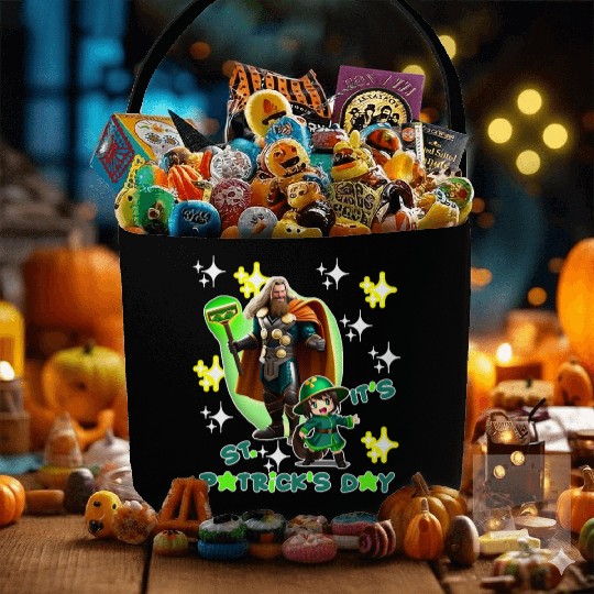 Kids St. Patrick's Day Shamrock "Thor, anime" Fabric Baskets