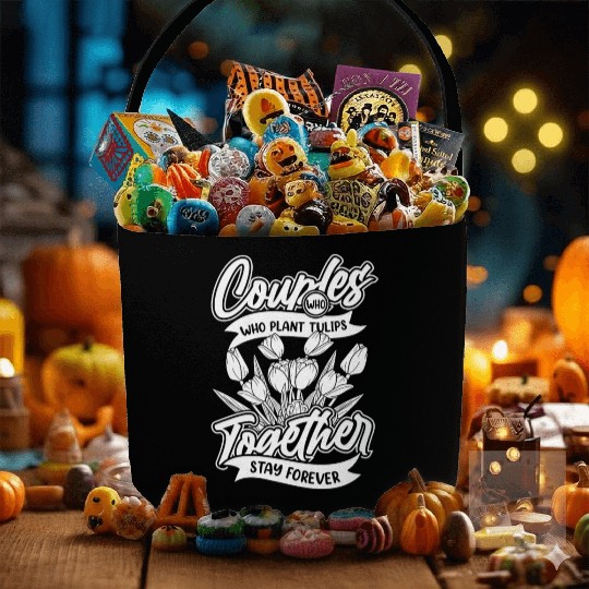 Tulip Gardening Couple Fabric Baskets