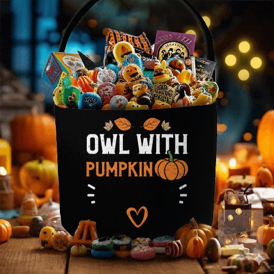 Owl With Pumpkin - Pumpkin Fabric Baskets