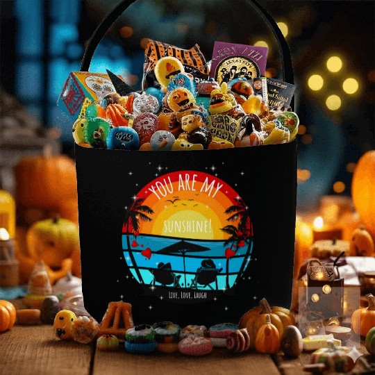 You are my Sunshine Sunset Palms Fabric Baskets