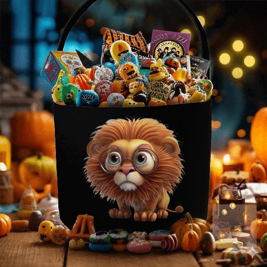 Cute little lion comic character Fabric Baskets