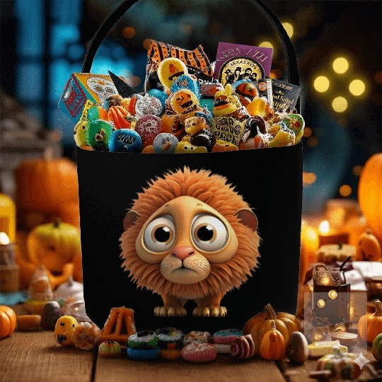 Cute little lion comic character Fabric Baskets