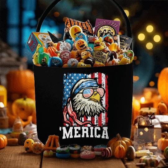 4th of July Bald Eagle USA Flag Patriotic Merica Fabric Baskets