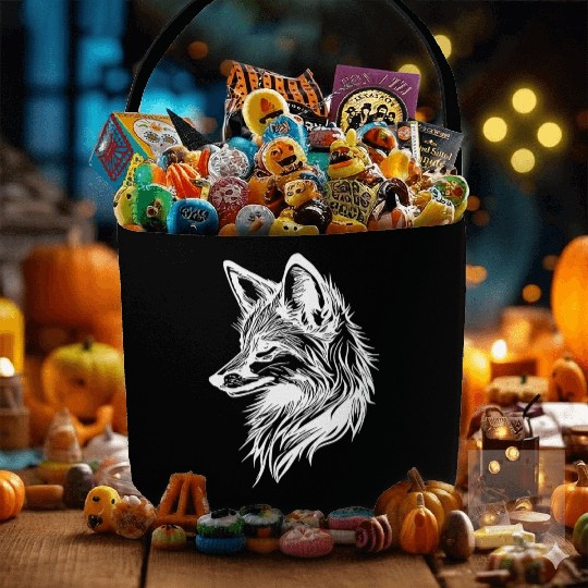 Cute Elegant Fox In Tattoo Ink Fabric Baskets