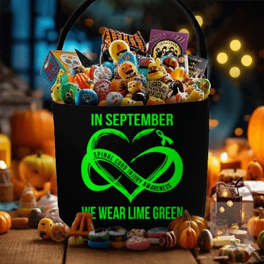 In September We Wear Lime Green Spinal Cord Injury Fabric Baskets