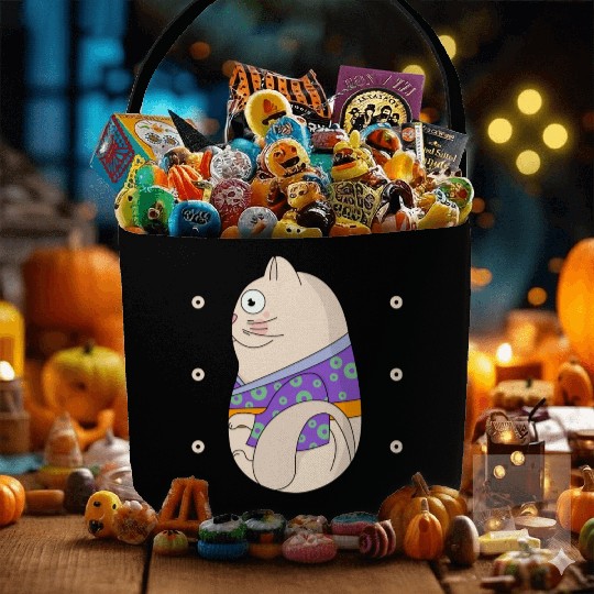 Cute Japanese Cat Side View Open Eyes Fabric Baskets