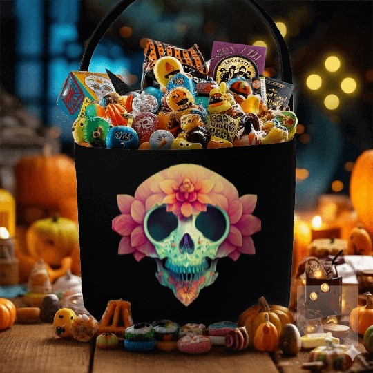 Floral Skull Candy Fabric Baskets