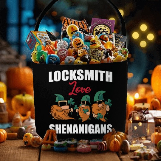 Locksmith Love Shenanigans St. Patricks Day Gnomes Fabric Baskets