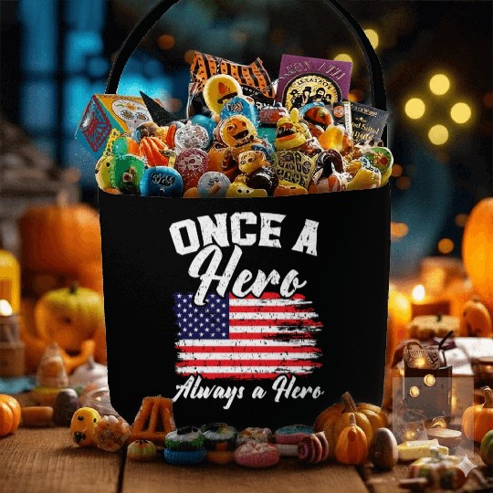 Once A Hero Always A Hero USA Flag Memorial Day Fabric Baskets