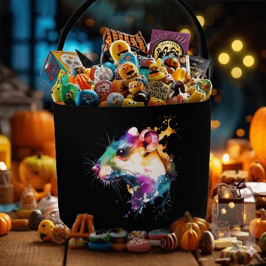 Watercolor Rat Cute Colorful Pet Rat Rodent Lover Fabric Baskets