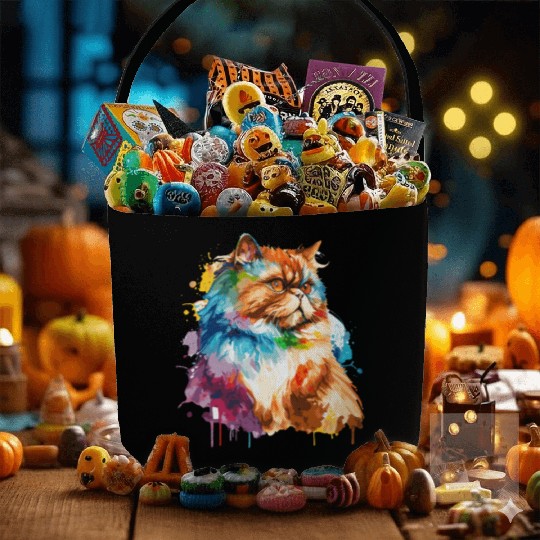 Watercolor Persian Cat Colorful Persian Cats Lover Fabric Baskets