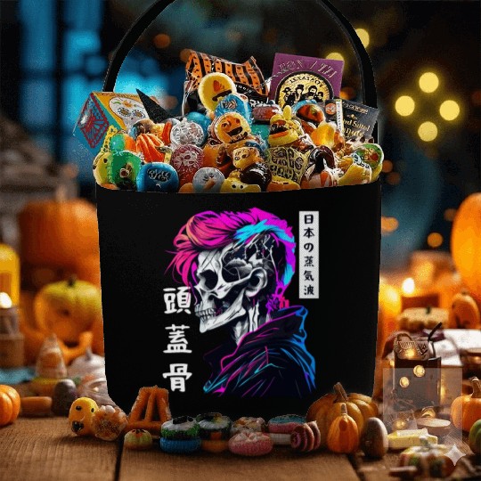 Sad Boy Anime Skull Skeleton Gothic Vaporwave Aest Fabric Baskets