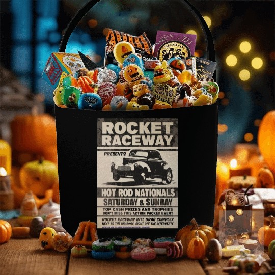 Vintage Hot Rod Classic Drag Racing Poster Fabric Baskets