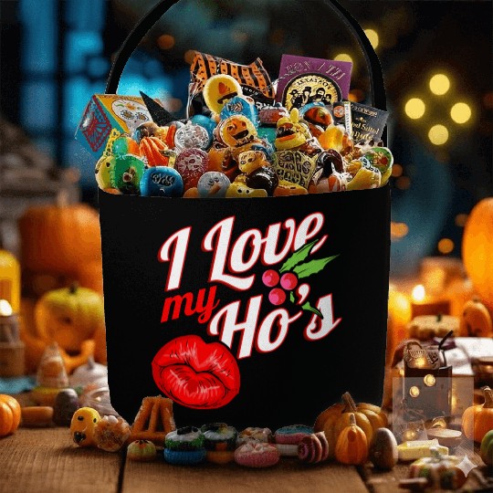 I Love My Ho s Kissing Mouth Mistletoe Christmas Fabric Baskets