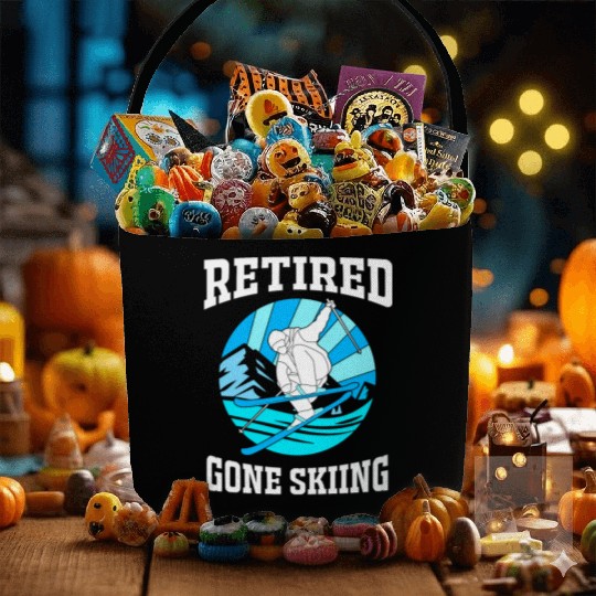 Retirement Humor Funny Retired Gone Skiing Skier Fabric Baskets