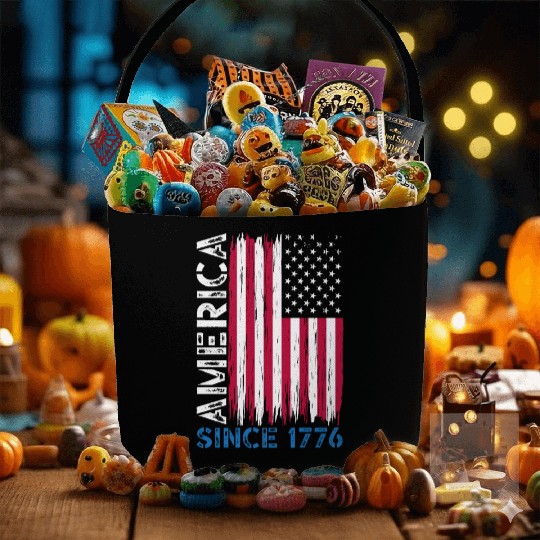 America Since 1776 American USA Flag 4th Of July Fabric Baskets