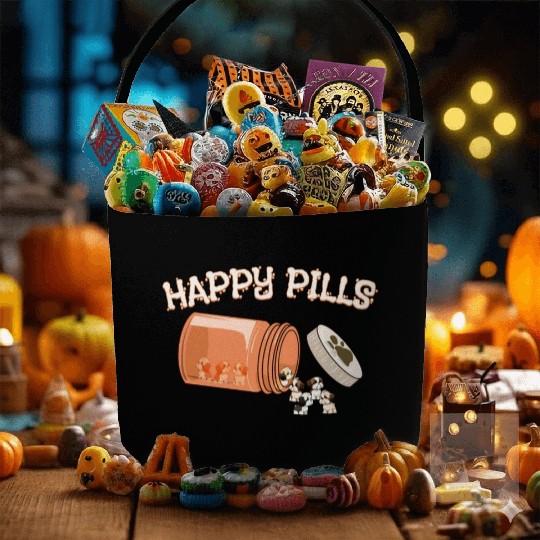 Happy Pills Shih Tzu Funny Dog Lover Cool Pharmacy Fabric Baskets