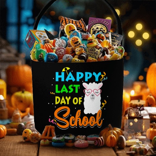 Last Day Of School Alpaca Llama With Sunglasses Fabric Baskets