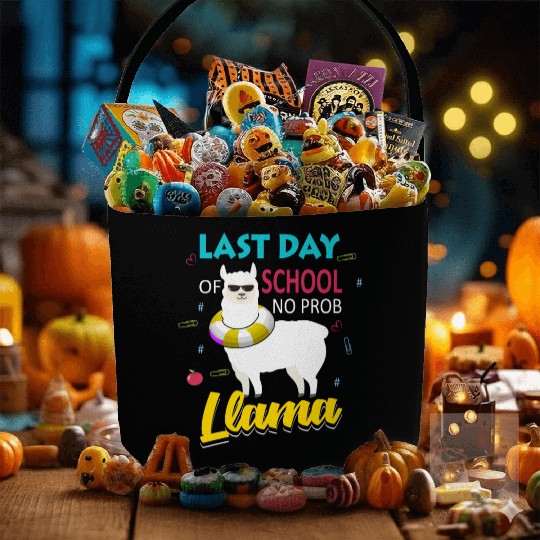 Llama Last Day of School Teacher No Prob Fabric Baskets