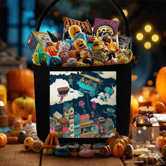 Paradise Cartoon Imagination Dream City Fabric Baskets