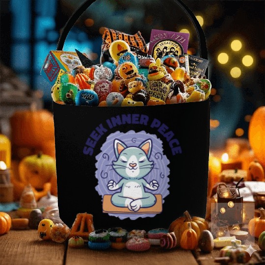 Serenity Cat Yoga Cat Owner Meditation Yoga Fan Fabric Baskets