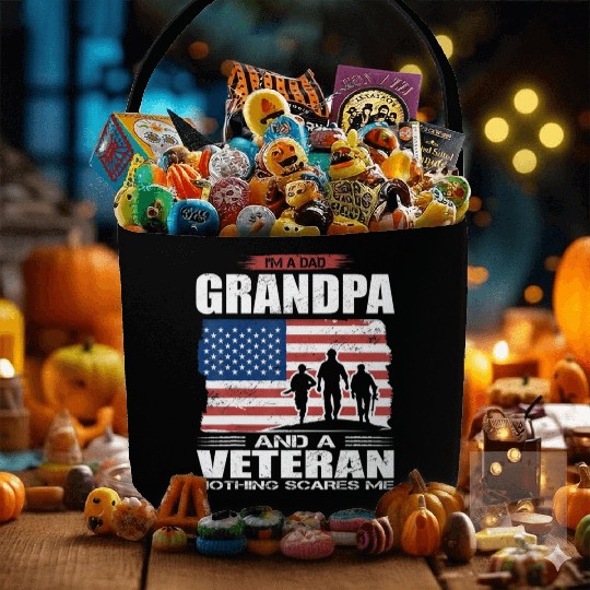 US Flag IÂ m Dad Grandpa and a Veteran Nothing sc Fabric Baskets