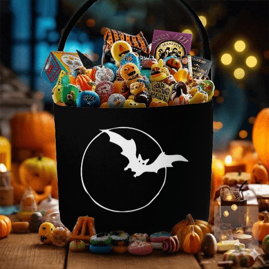 Bat & Moon White Fabric Baskets