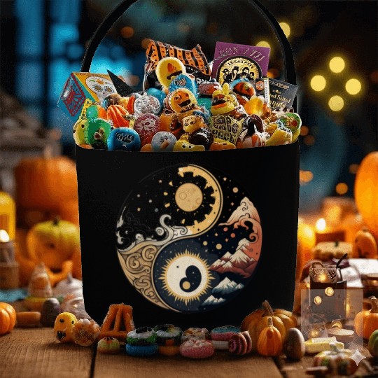 Sun and moon yin yang Fabric Baskets