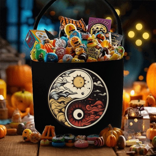 Sun and moon yin yang Fabric Baskets