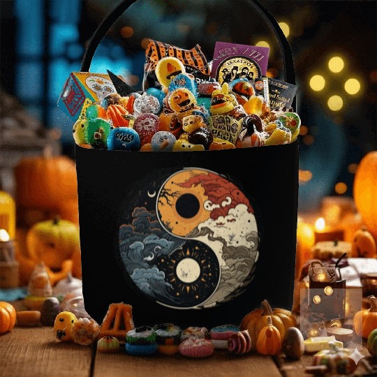 Sun and moon yin yang Fabric Baskets