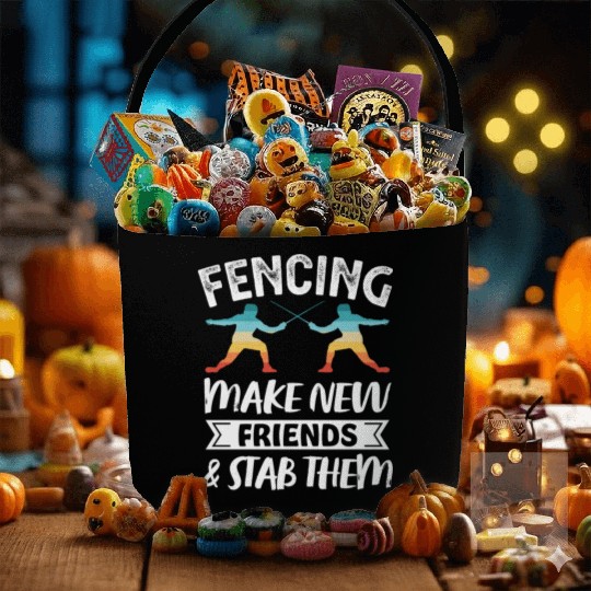 Funny Retro Fencing Make Friends Stab Them Fabric Baskets