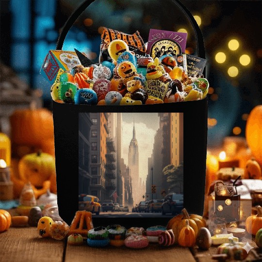 New York City Art Iconic Place Drawing Canvas Fabric Baskets