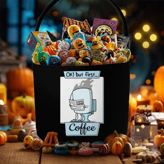 Ok But First Coffee Funny Coffee Lover Humor Fabric Baskets