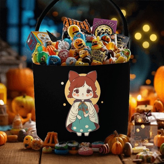 Cat Art Japanese Cat Girl Fabric Baskets