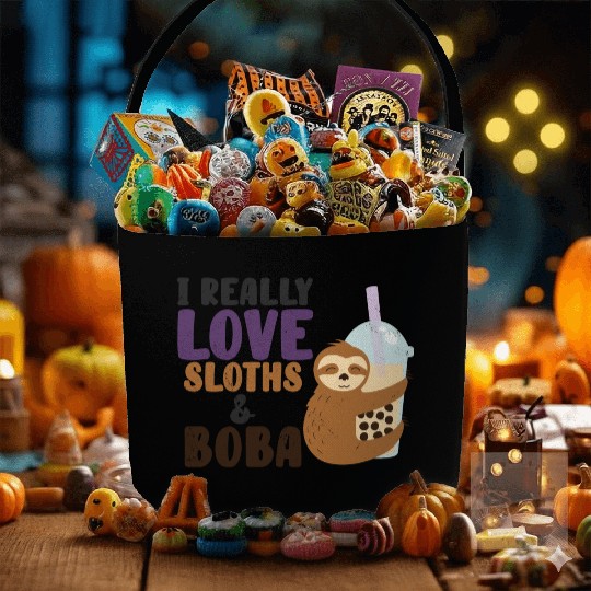 Cute Lazy Sloth Boba Tea Sweet Bubble Tea Fabric Baskets