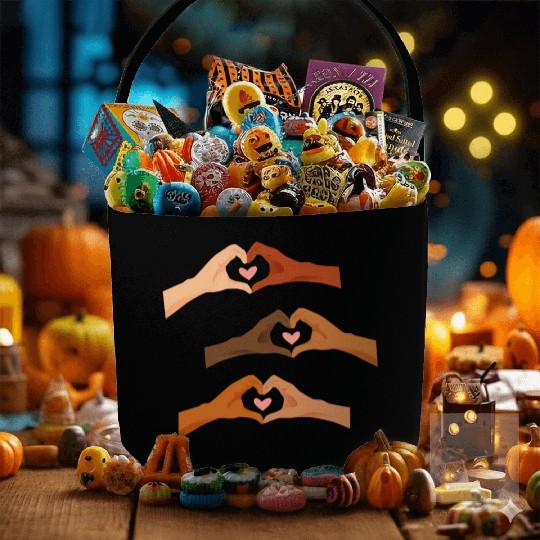 Watercolor Multi Hands Making Hearts Fabric Baskets