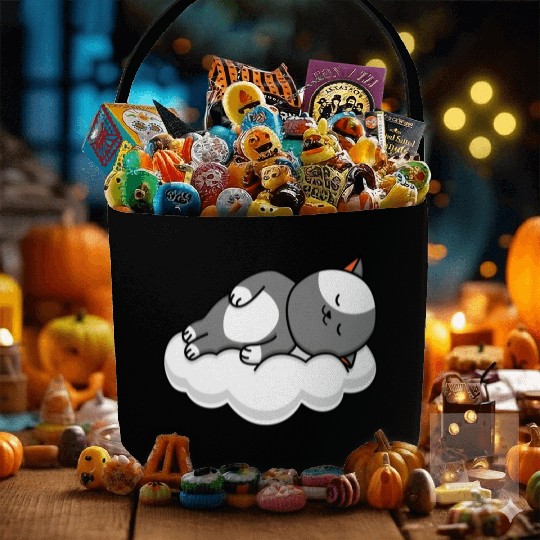 Cat Lover Cat Sleeping On Cloud Fabric Baskets