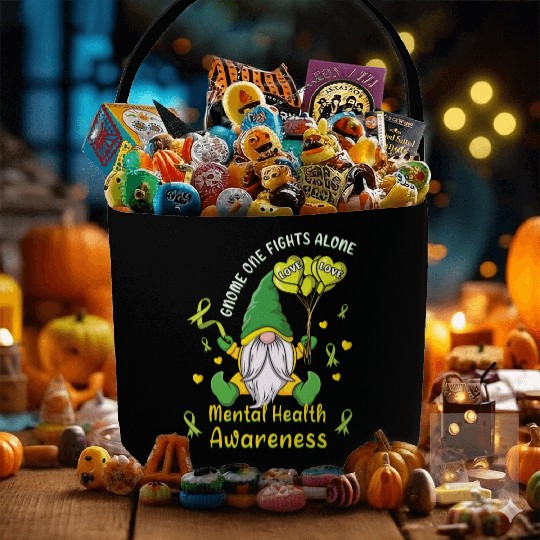 Gnomes May Green Mental Health Awareness Month Fabric Baskets