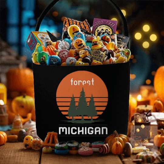 Michigan forest Sunset Fabric Baskets
