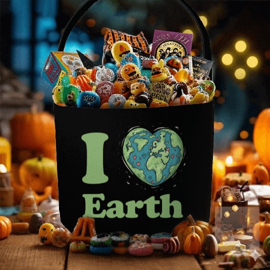 I Love Earth Design. Cute Earth Day Environmental Fabric Baskets
