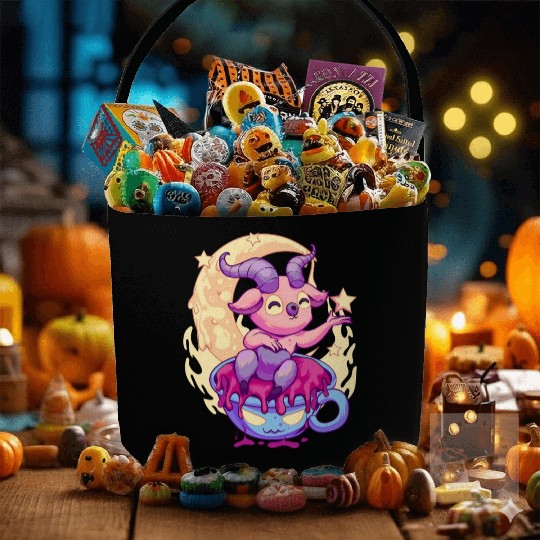 Pastel Goth Kawaii Baphomet Tea Fabric Baskets