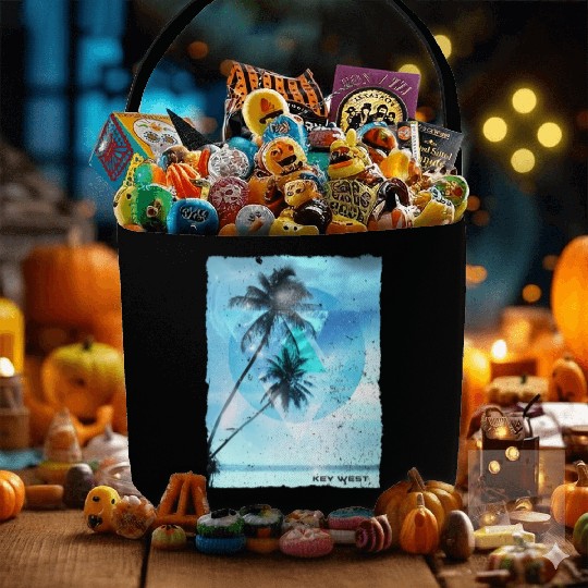 Artistic Key West Florida Palm Tree Vacation Fabric Baskets