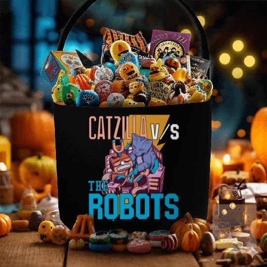 Catzilla Versus Robot Fabric Baskets