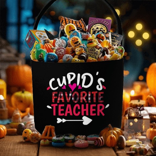 Plaid Cupid Favorite Teacher Valentines Day Fabric Baskets