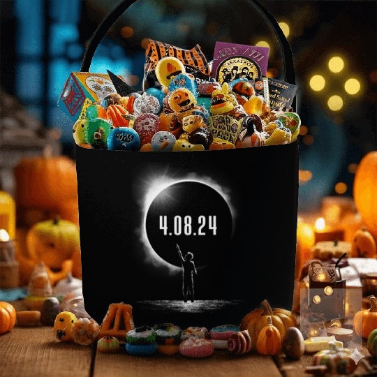 Total Solar Eclipse Boy Silhouette 4.08.24 Eclipse Fabric Baskets